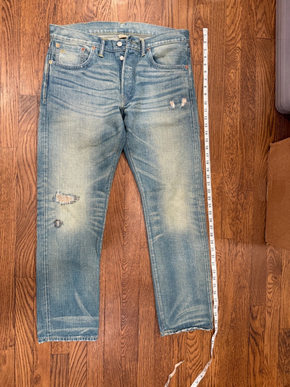 Ralph Lauren Double RL Light Blue Distressed Straight Jeans 34x30